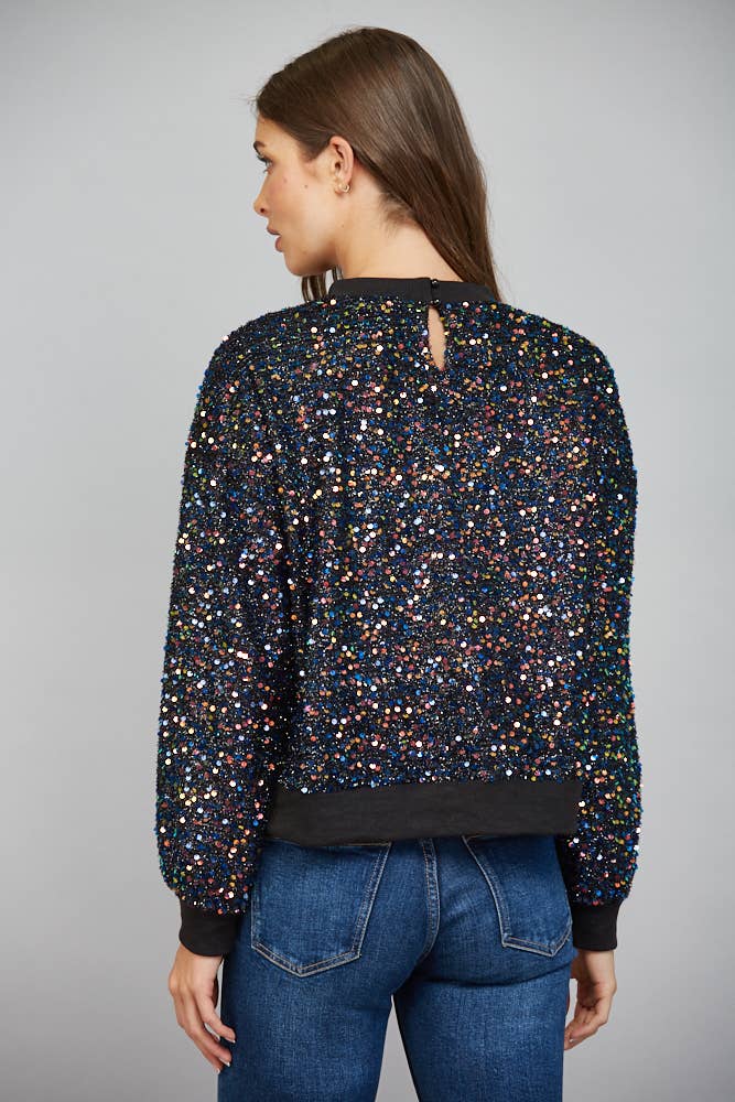 Sequin Round Neck Top