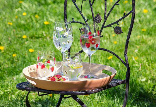 Strawberries & Flowers Stemless Wine Glass