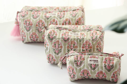 Pistachio Quilted Travel Pouch