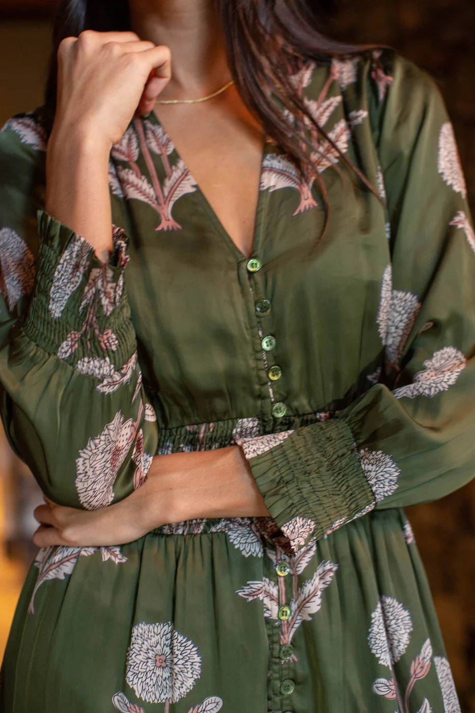 Marea Francesca Dress Olive Zinnia