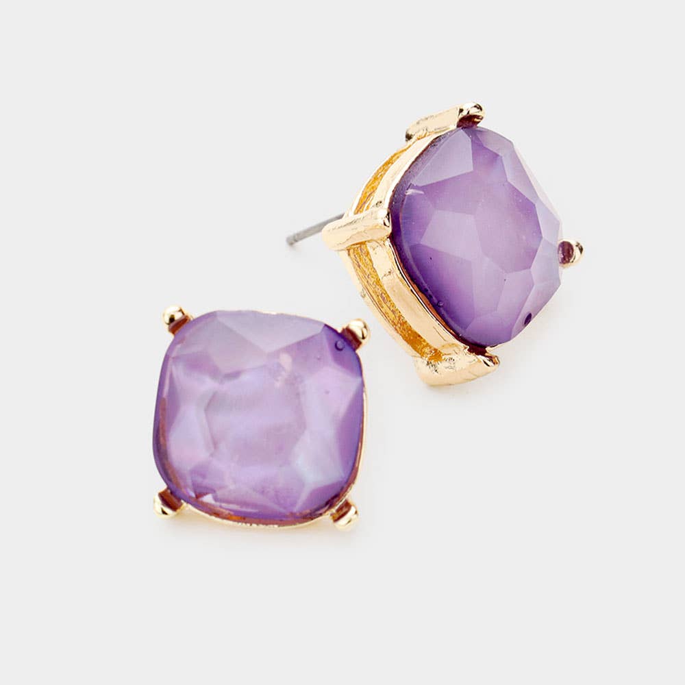 Square Stone Stud Earrings