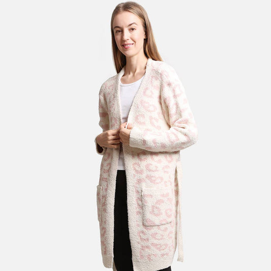 Leopard Print Soft Robe w Pockets & Belt