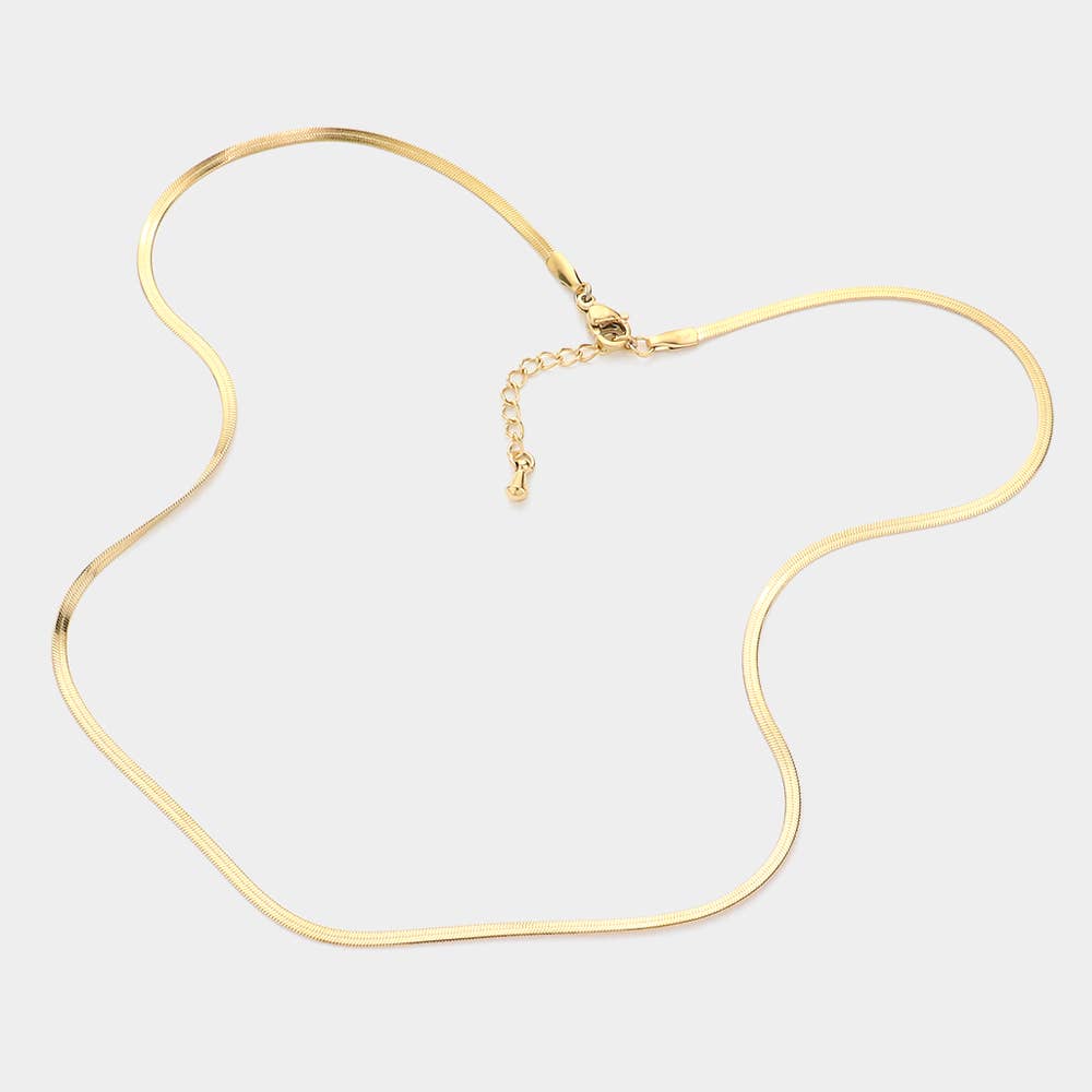 Stainless Steel Herringbone Chain Necklace