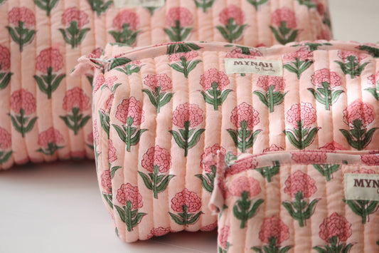 Blush Marigold Quilted Travel Pouch