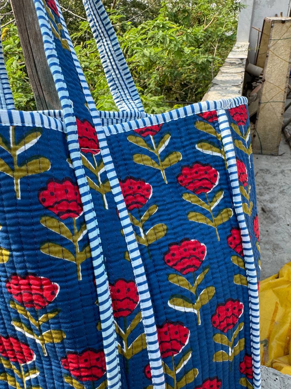 Block Print Cotton Large Tote