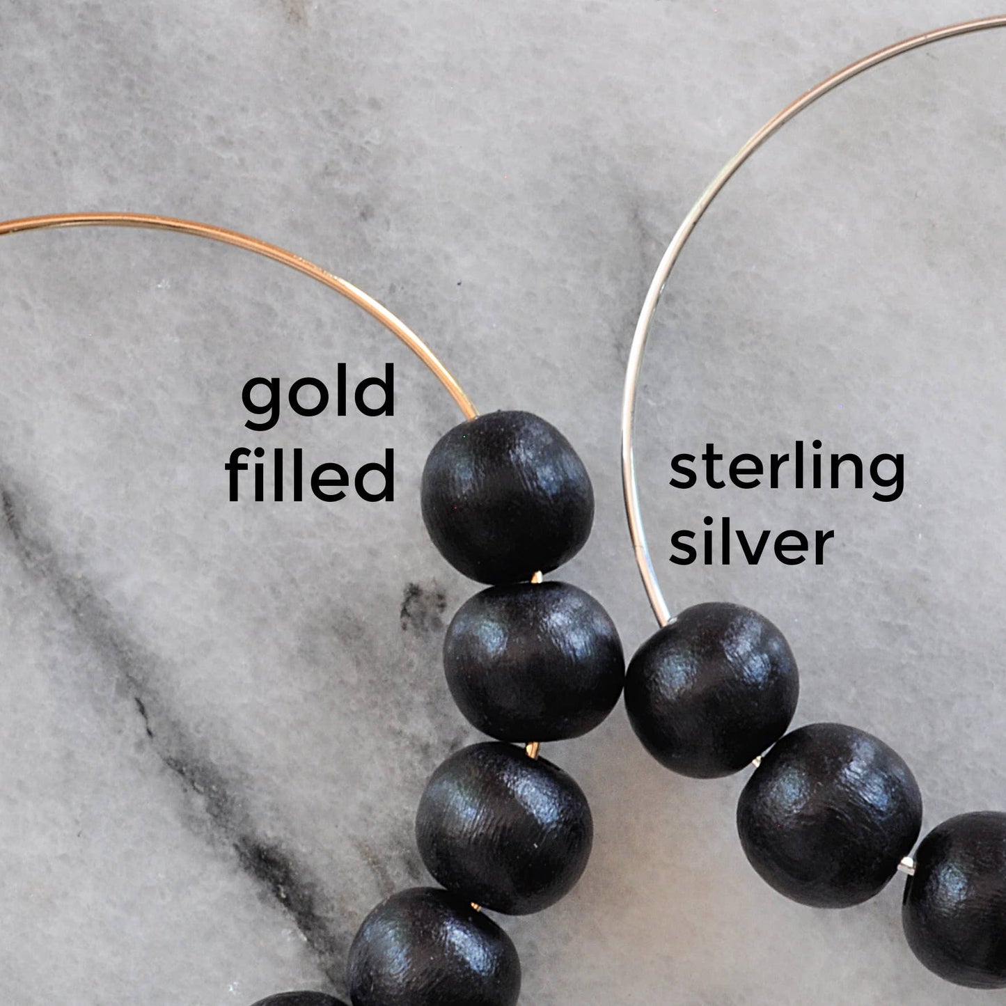 Wood Bead Hoop Earrings