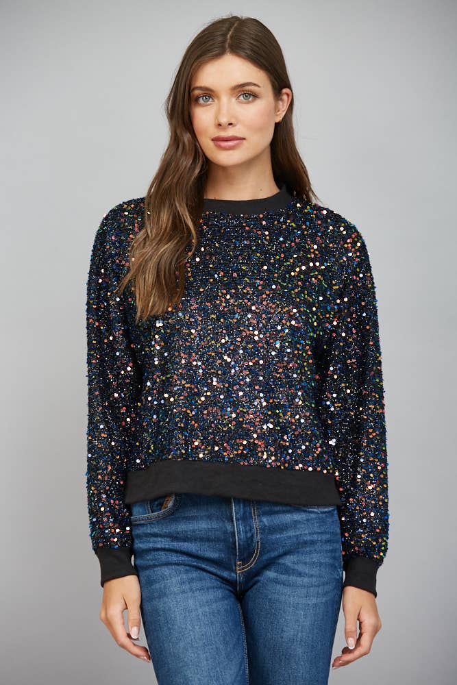 Sequin Round Neck Top