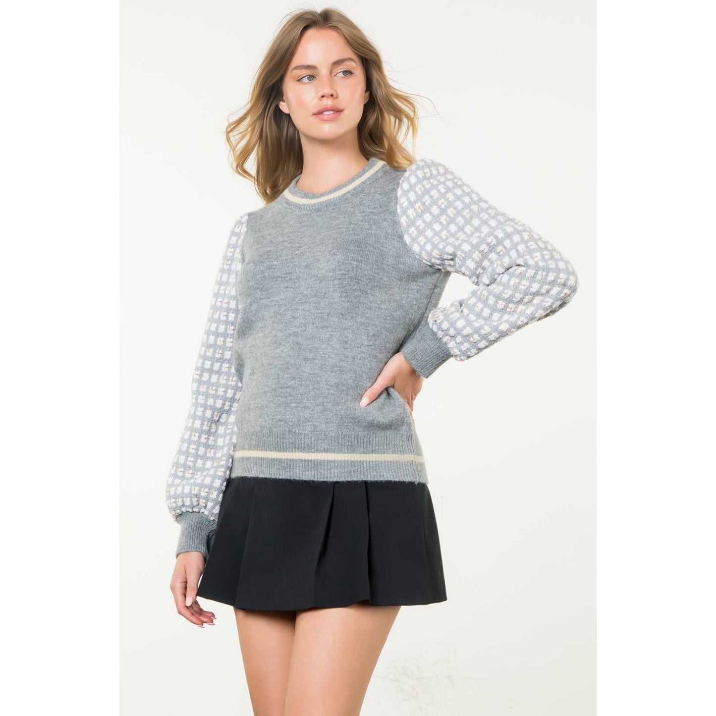 THML Tweed Sleeve Knit Sweater