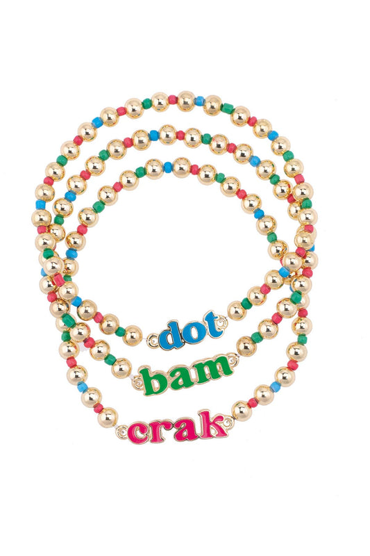 Mahjong Dot Crack Bam Beaded Stretch