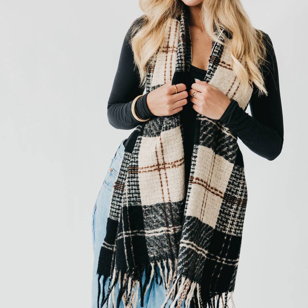 Penny Plaid Fringe Scarf