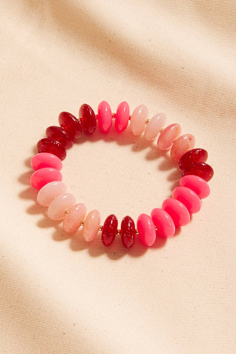 Disk Beaded Mixed Stretch Bracelet