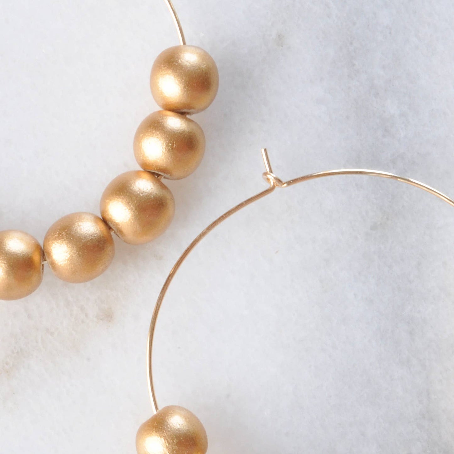 Wood Bead Hoop Earrings