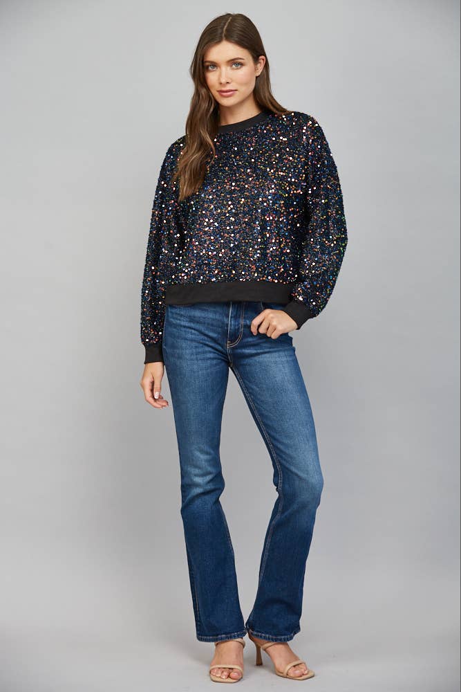 Sequin Round Neck Top