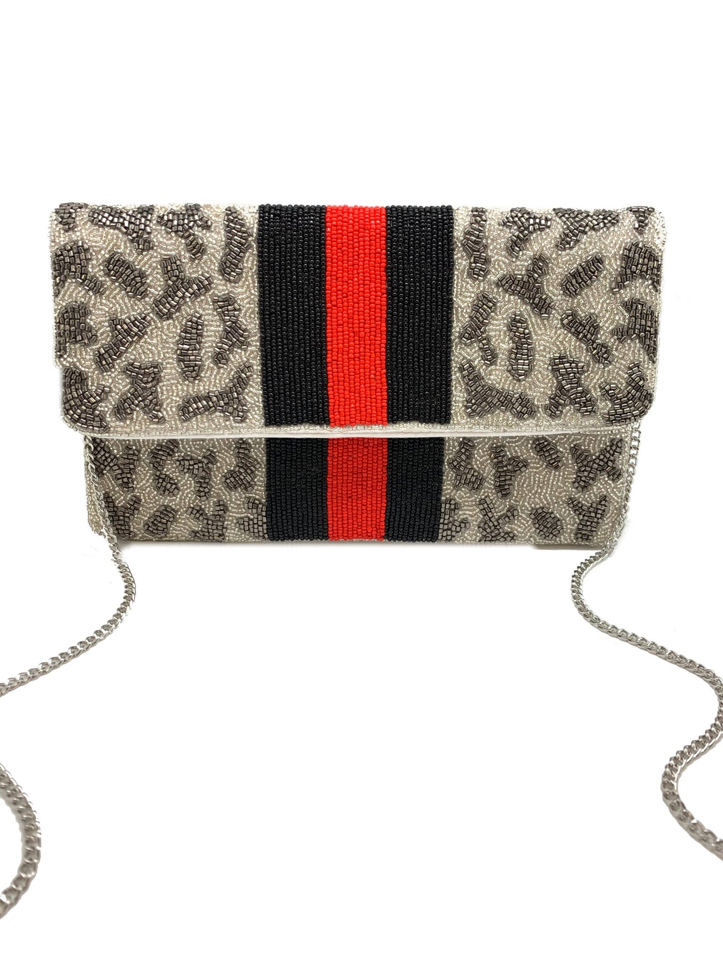 Leopard Beaded Clutch