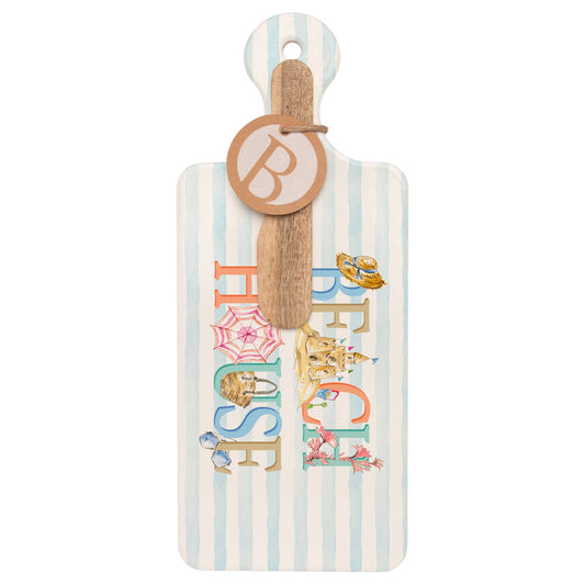 Beach House Cheese Board & Wood Spreader Set