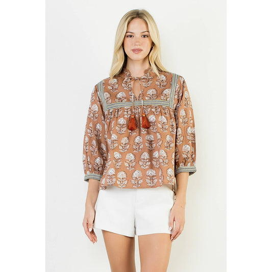 THML Floral Tassel Top