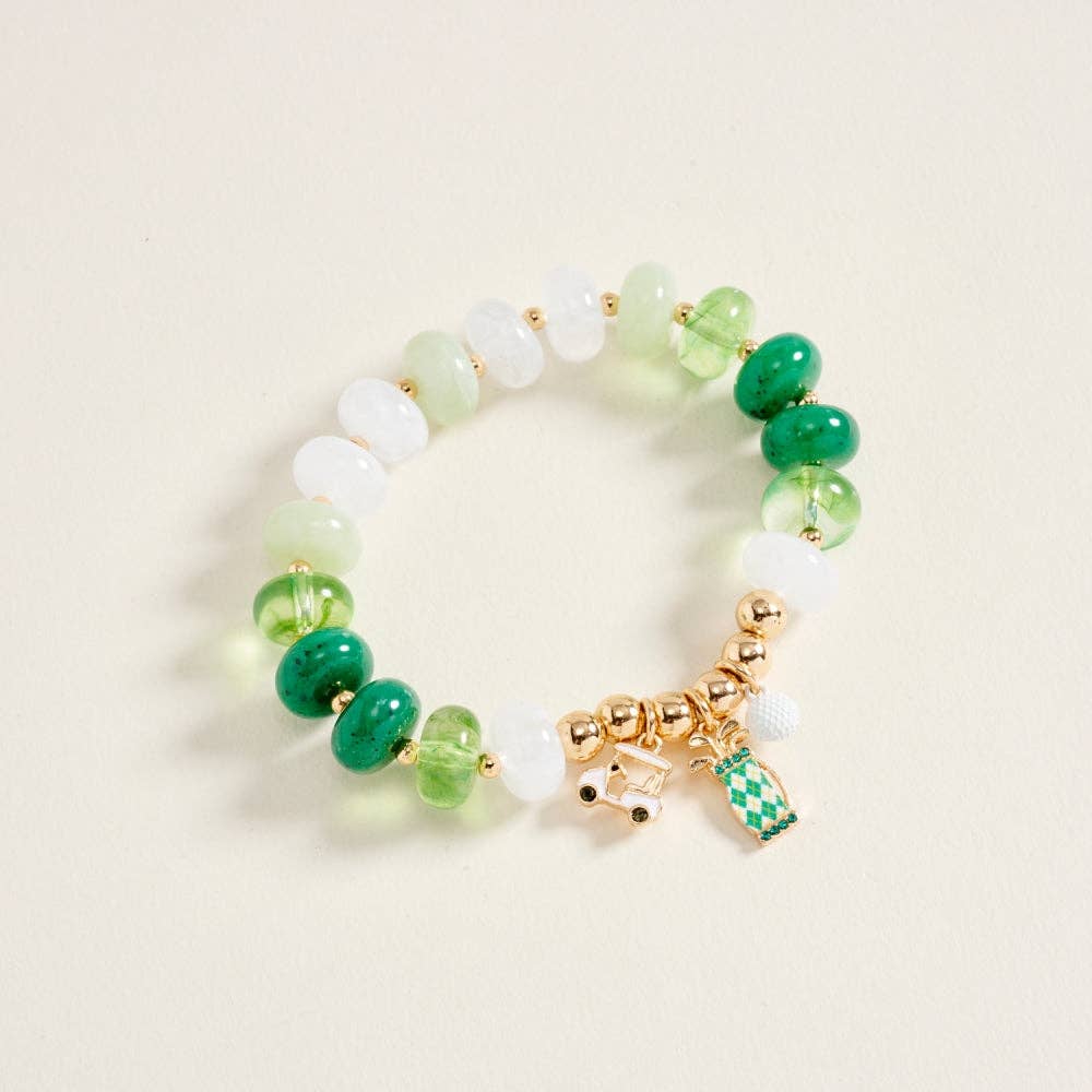 Golf Charm Beaded Bracelet