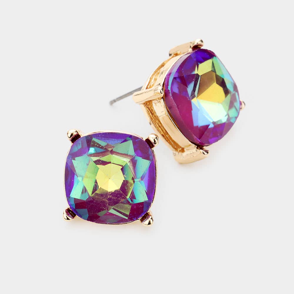 Square Stone Stud Earrings