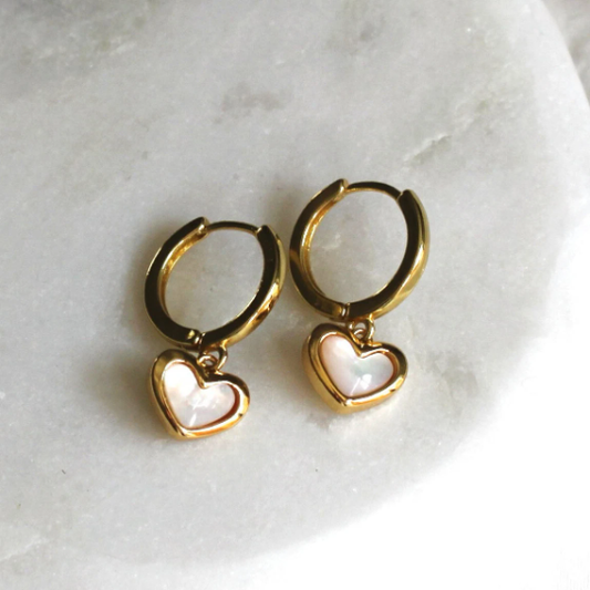 Gold Heart Huggie Hoops