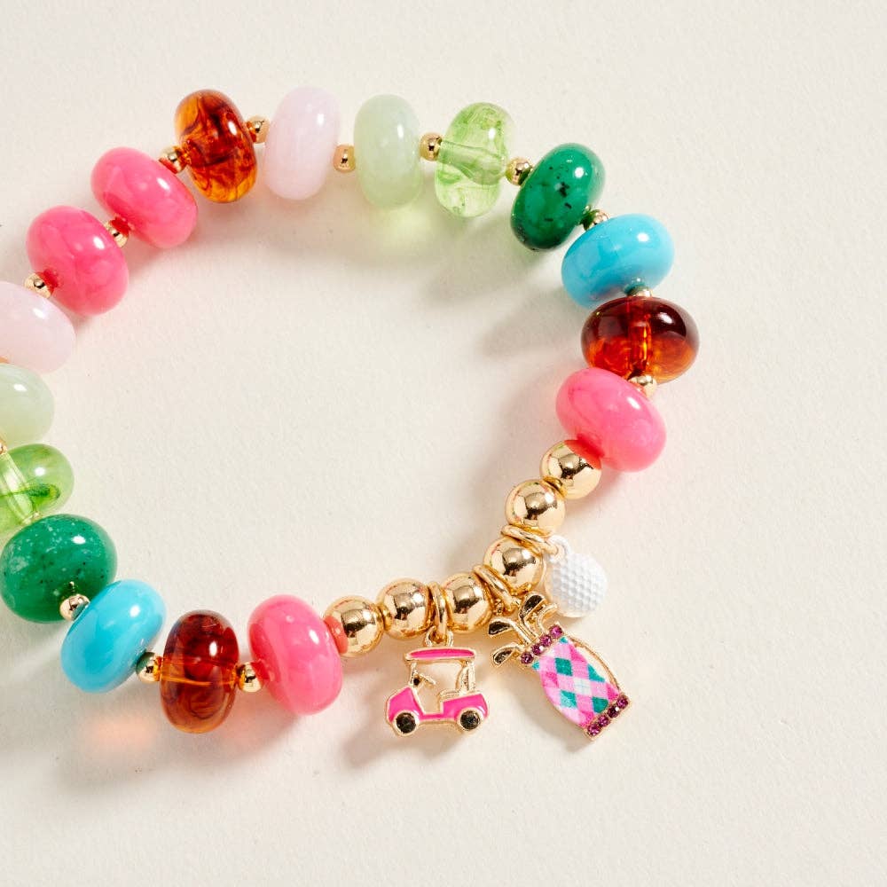 Golf Charm Beaded Bracelet
