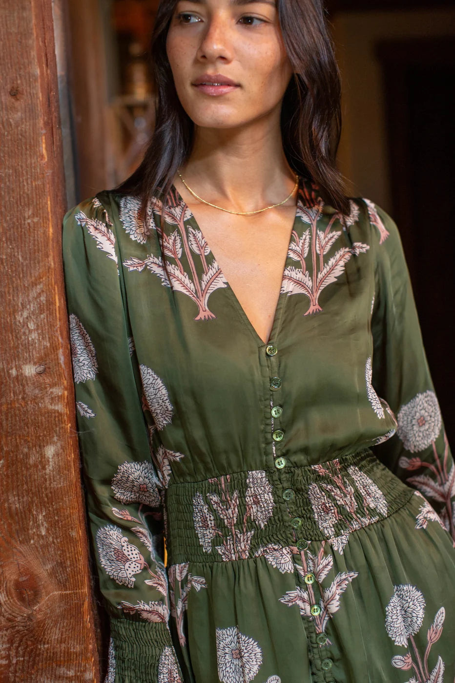 Marea Francesca Dress Olive Zinnia