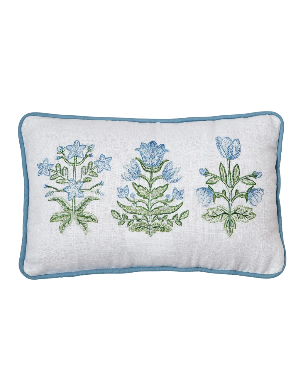 Three Mughal Flowers Embroidered Pillow