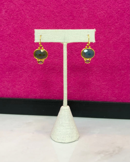 D+G Laboradite & Pink Stone Earrings