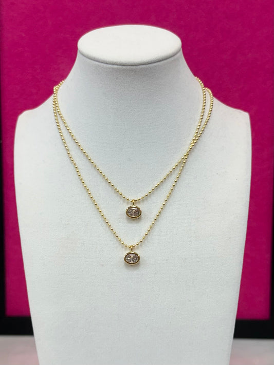 D+ G Oval CZ Necklace