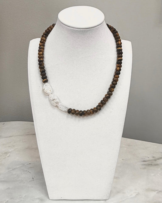 Bonne Mere Tiger Eye & Pearl Necklace