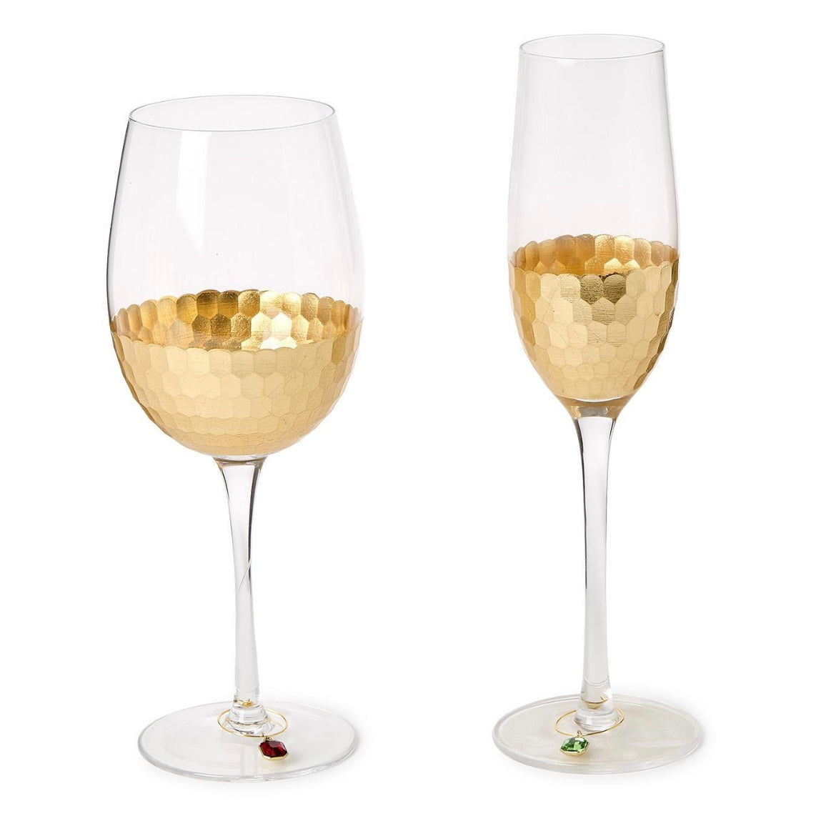 Set of 6 Gems Wine Glass Charm Identifiers in Gift Box