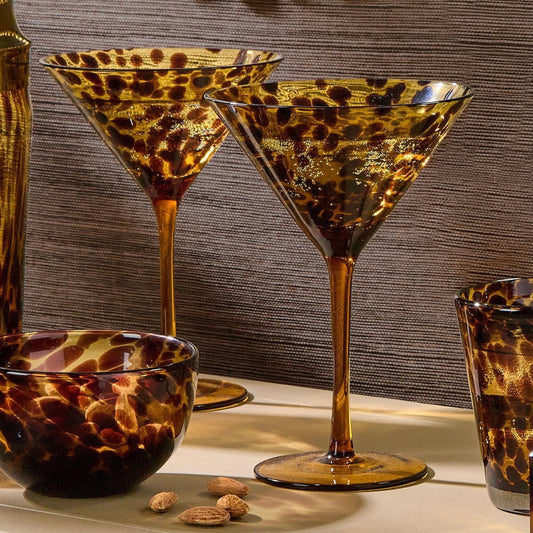 Tortoise Print Martini Glass