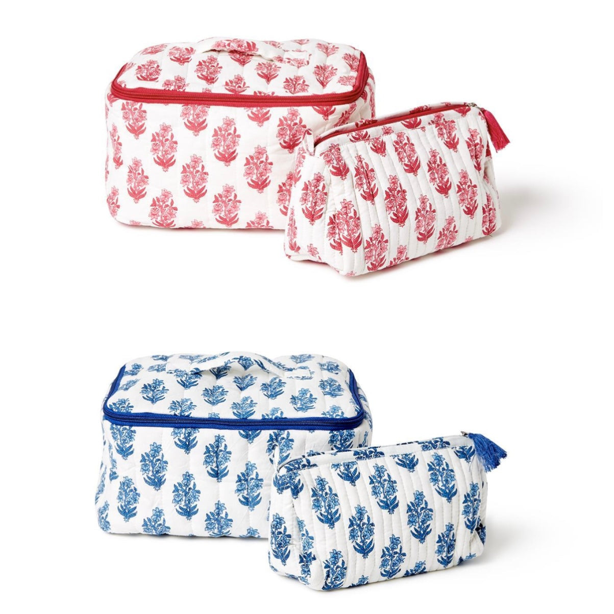 Petal Party Block Print Quilted Cosmetic Case