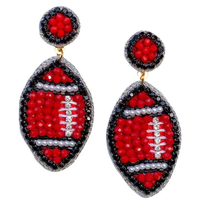 Beaded Gameday Football Earrings