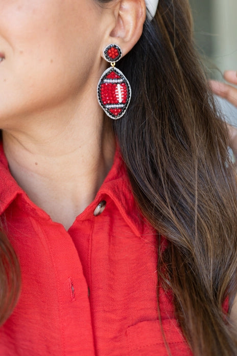 Beaded Gameday Football Earrings