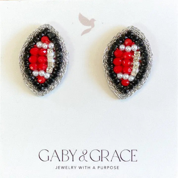 Beaded Gameday Studded Football Earrings