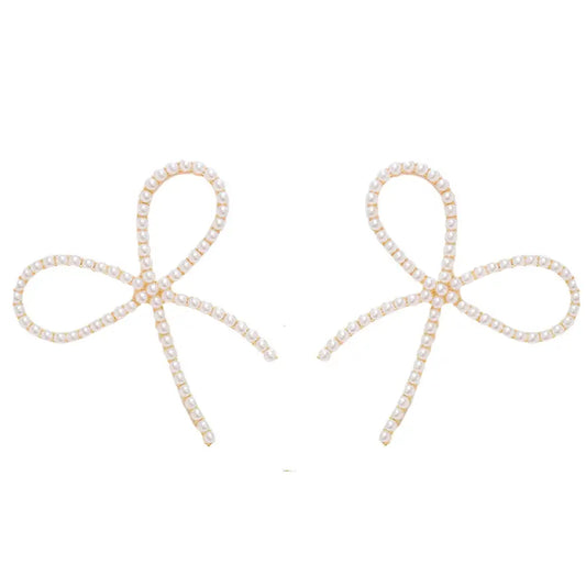 Pearl Bow Statement Earrings