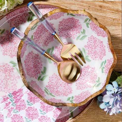 Pink Hydrangea Scalloped Bowl