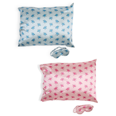 Two's Company Happy Monkey Satin Pillowcase and Eye Mask Set
