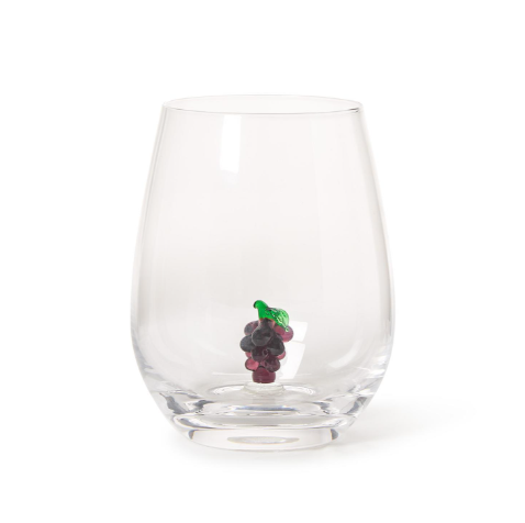 Two's Company Grapes Stemless Wine Glass