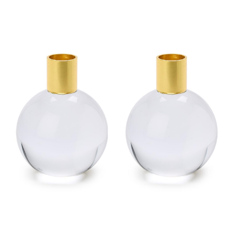 Two's Company Color Pop Clear Taper Candleholder Set