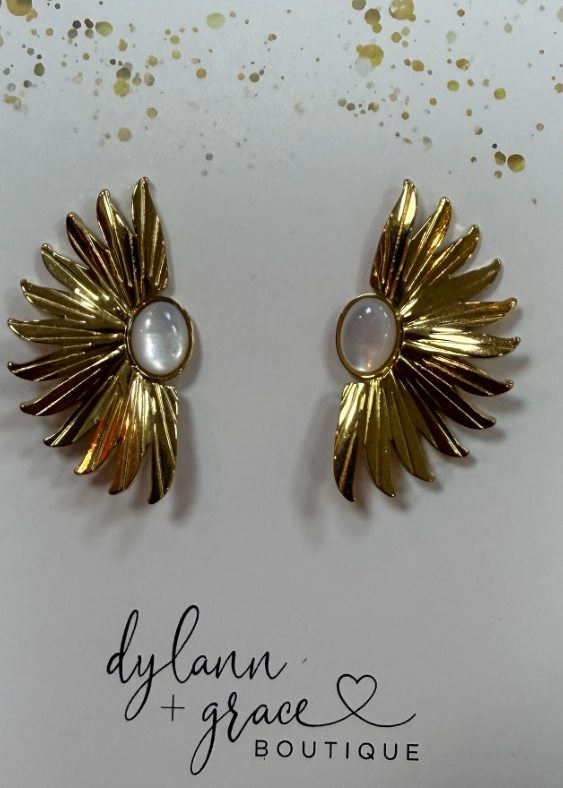 D+G Opal with Gold Fan Earrings