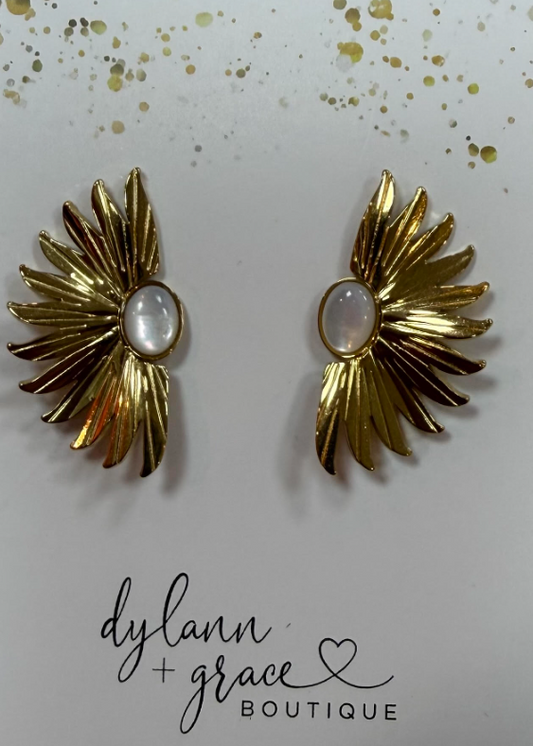 D+G Opal with Gold Fan Earrings