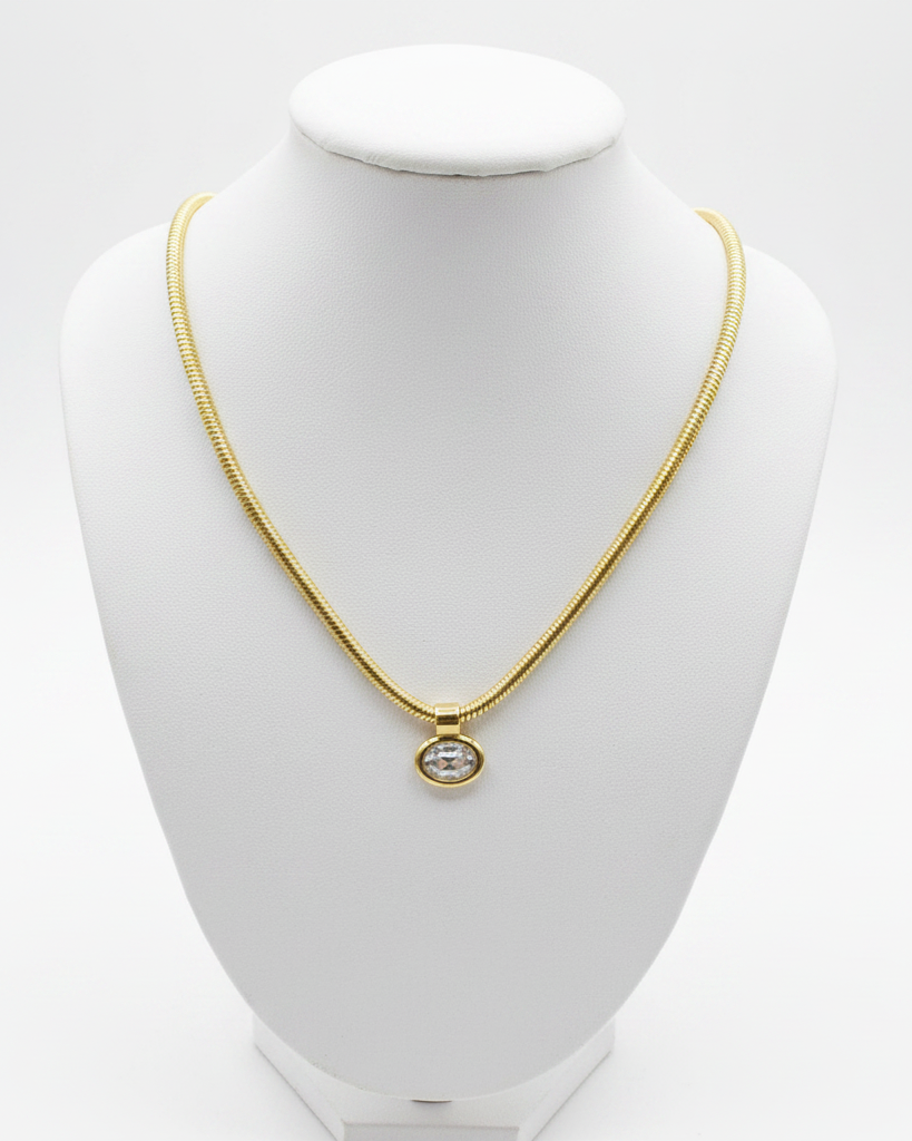 D+ G Serpentine with Oval Bezel Necklace