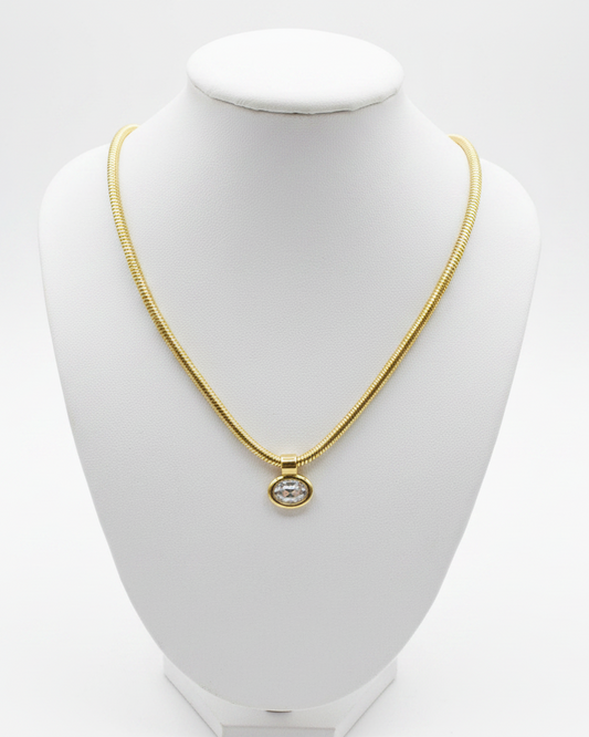 D+ G Serpentine with Oval Bezel Necklace