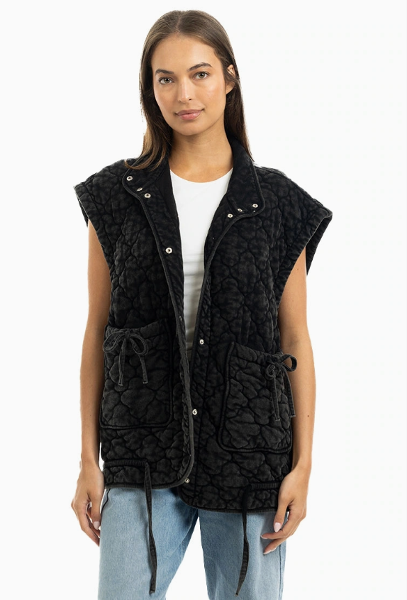 Oversized Garment Washed Quilted Vest