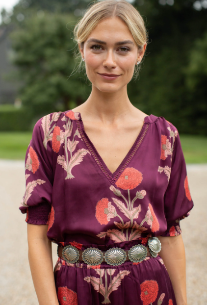 Marea Wynona Top Burgundy Zinnia