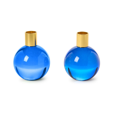 Two's Company Color Pop Clear Taper Candleholder Set