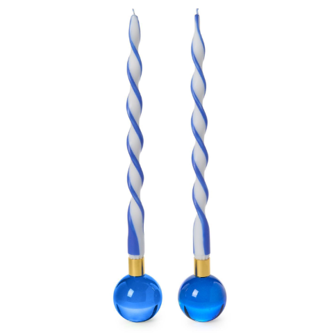 Two's Company Color Pop Clear Taper Candleholder Set