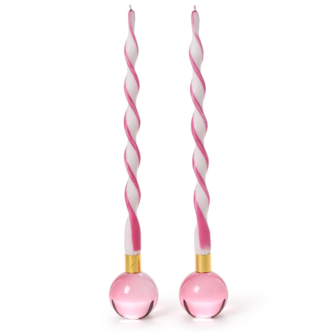 Two's Company Color Pop Clear Taper Candleholder Set