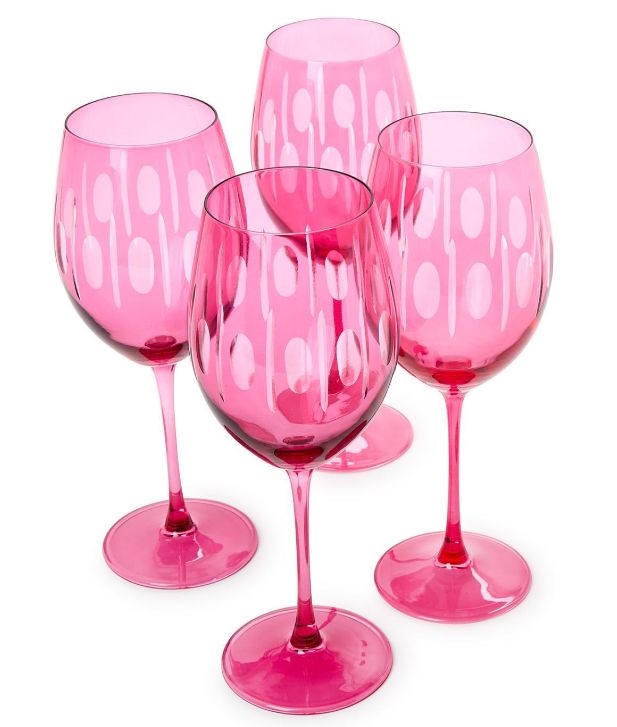 Two's Company Sparkling Cut Hand Engraved Stemmed Wine Glass
